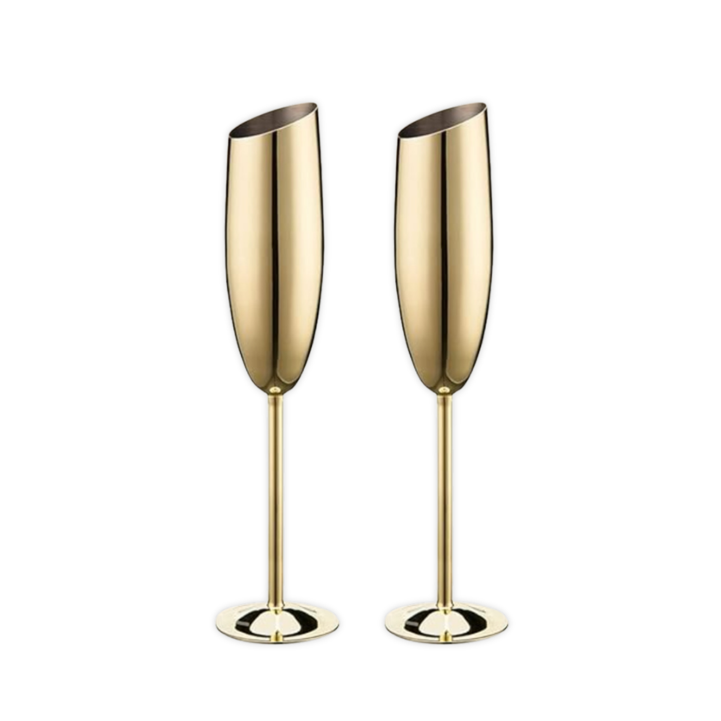 Gold Stainless Steel Champagne Flutes (Set of 2)