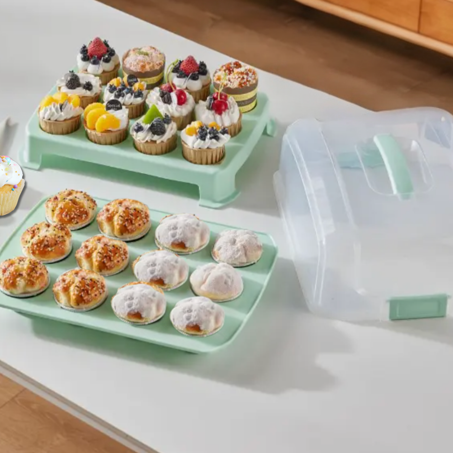 SweetGuard 2-Layer Cupcake Carrier Storage Container for 24 Cupcakes