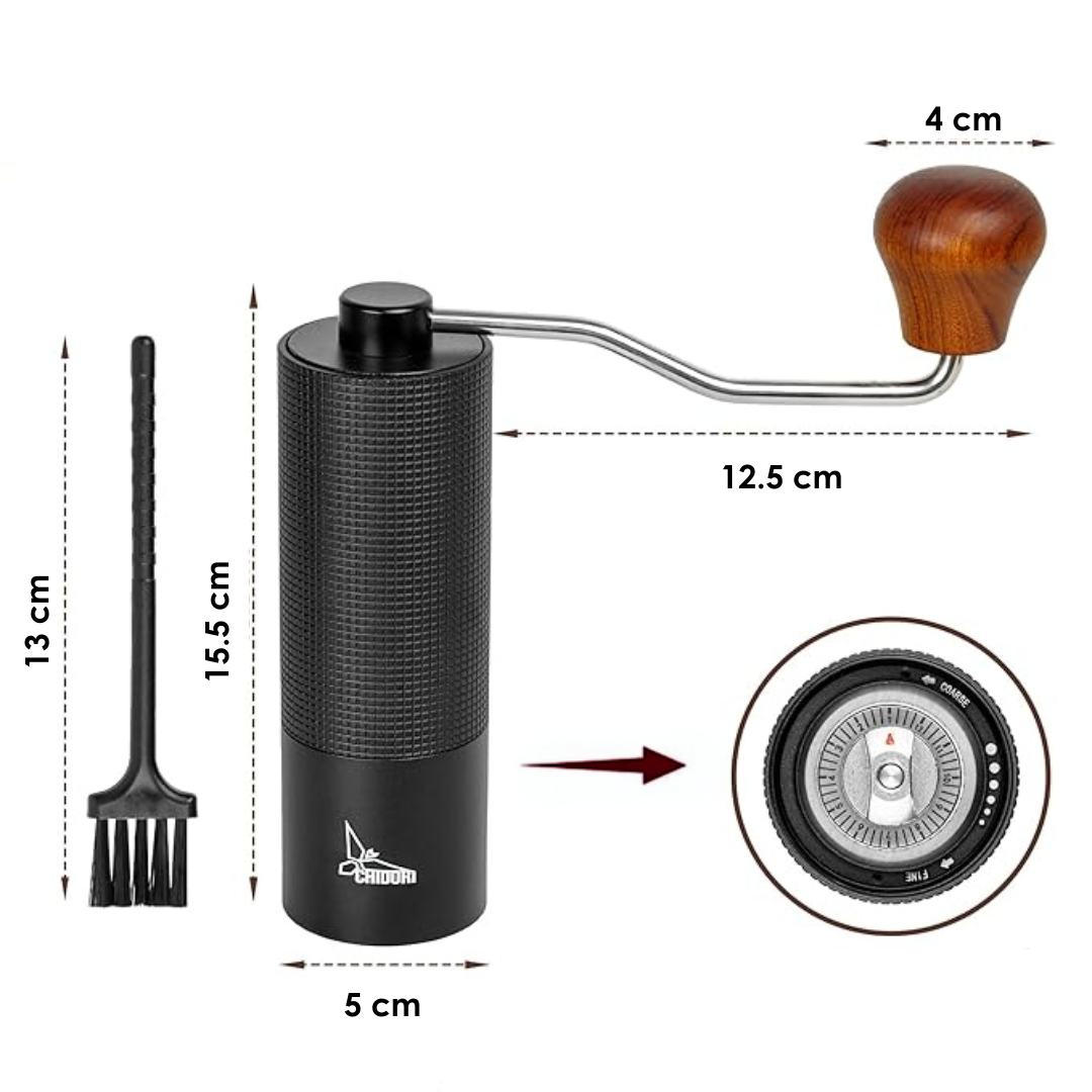 Manual Coffee Grinder with Stainless Steel Burr and Handle