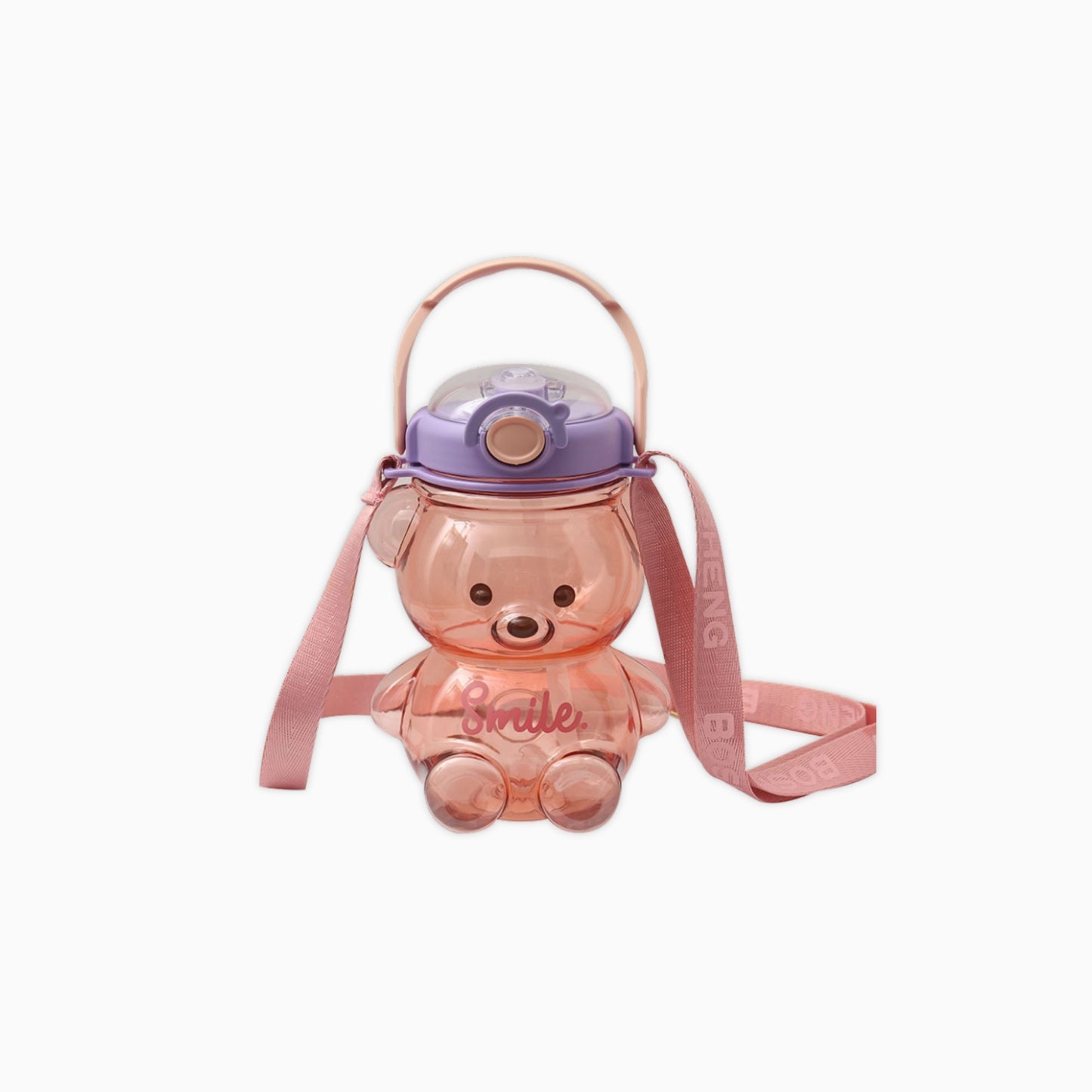 Teddy-Shaped Water Bottle with Straw and Strap for Children