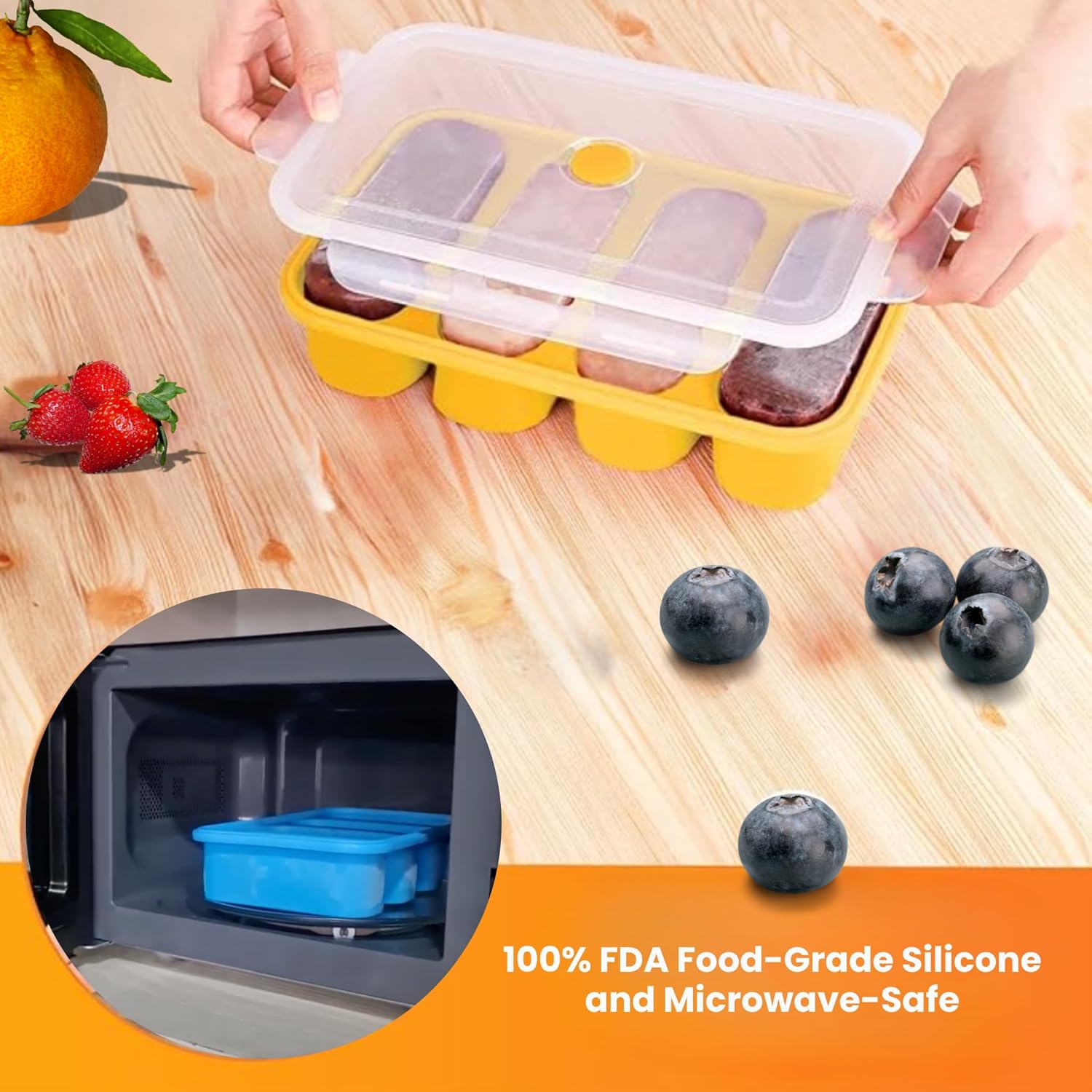 Silicone Stackable Freezer Container with Lid- 4 Compartments