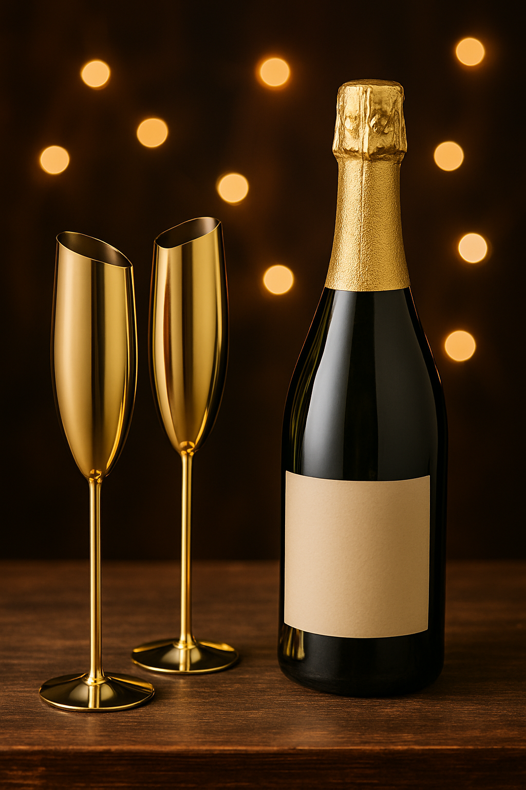 Gold Stainless Steel Champagne Flutes (Set of 2)